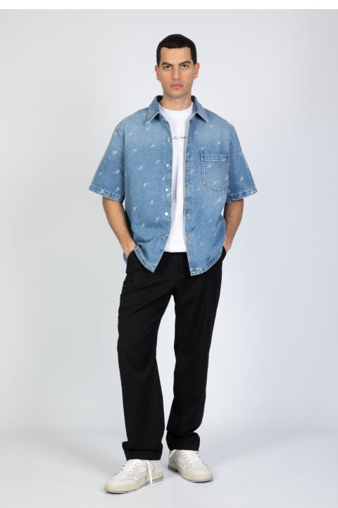 Axel Arigato for Men Axel Arigato Miles Shirt Light blue denim shirt with short sleeves - Miles Shirt