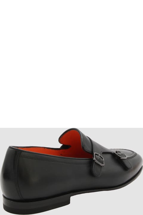 メンズ新着アイテム Santoni Black Leather Loafers
