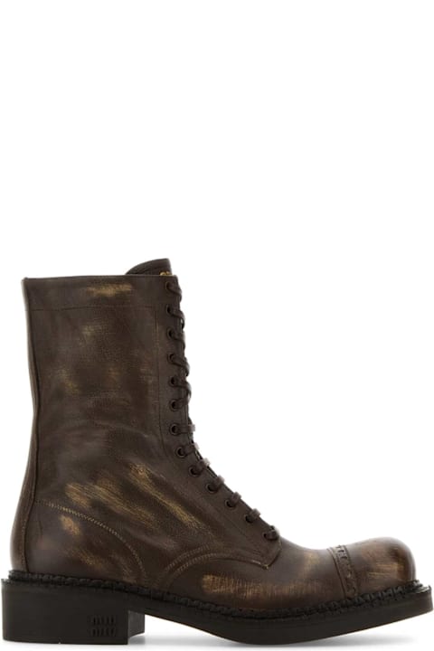 آخر صيحات الموضة من السيدات Miu Miu Brown Leather Ankle Boots