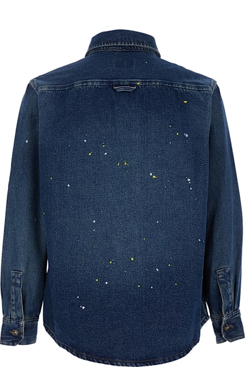A.P.C. Shirts for Men A.P.C. 'basile' Blue Shirt With Chest Pocket And All-over Paint Effect In Cotton Man