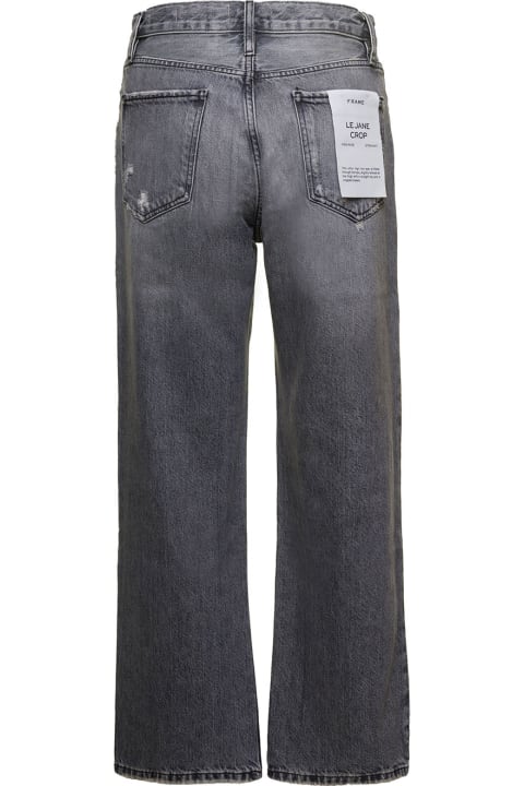 ウィメンズ デニム Frame 'le Jane Crop' Grey Straight Five-pocket Jeans With Rips In Cotton Denim Woman