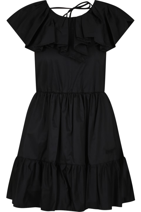 Dresses for Girls MSGM Black Dress For Girl With Logo