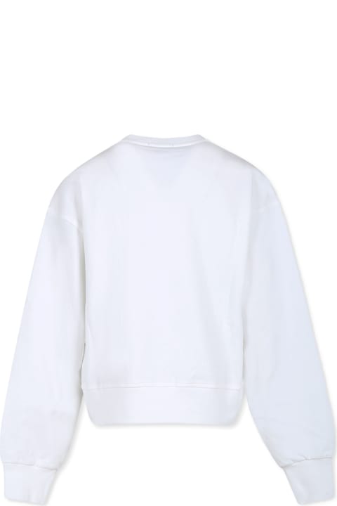 Pinko سترات وبلوزات ثقيلة لـ بنات Pinko White Sweatshirt For Girl With Logo