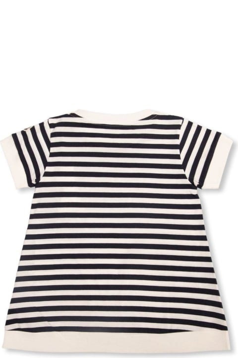 Fashion for Girls Moncler Logo Embroidered Striped T-shirt