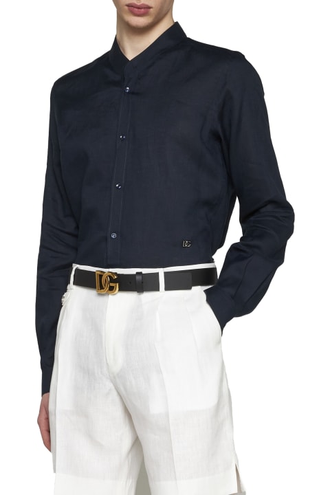 Dolce & Gabbana Clothing for Men Dolce & Gabbana Slim Fit Plain Logo Plaque Shirt