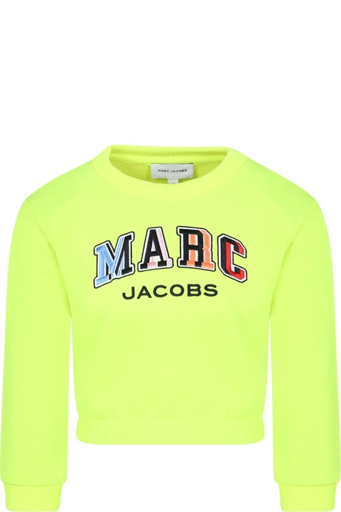 Sweaters & Sweatshirts for Girls Marc Jacobs Yellow Cropped Sweatshirt For Girl With Logo