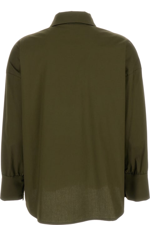 Federica Tosi Women Federica Tosi Military Green Long Sleeves Shirt In Cotton Blend Woman