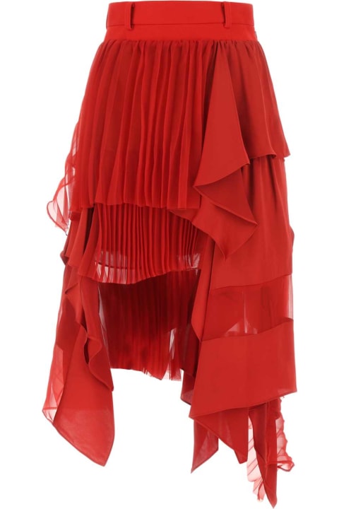 Fashion for Women Sacai Red Crepe Skirt
