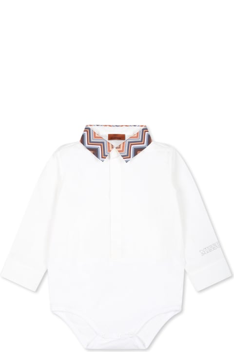 Missoni for Kids Missoni White Shirt For Baby Boy With Chevron Pattern