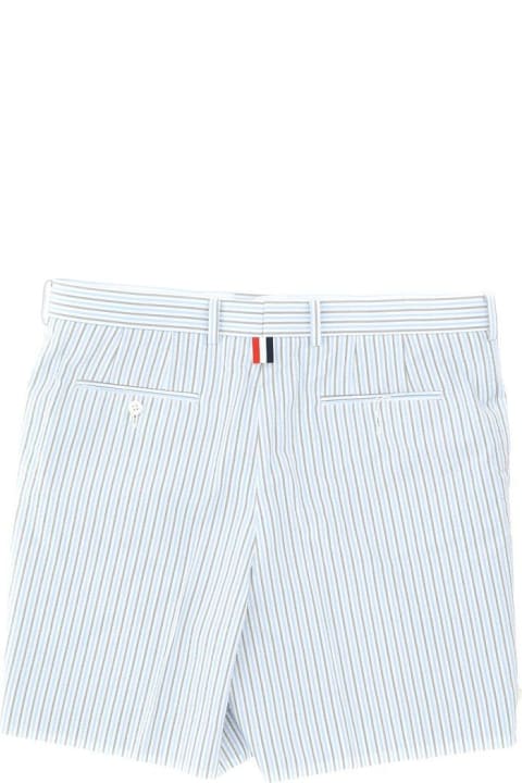 メンズ Thom Browneのボトムス Thom Browne Logo Tag Striped Seersucker Shorts