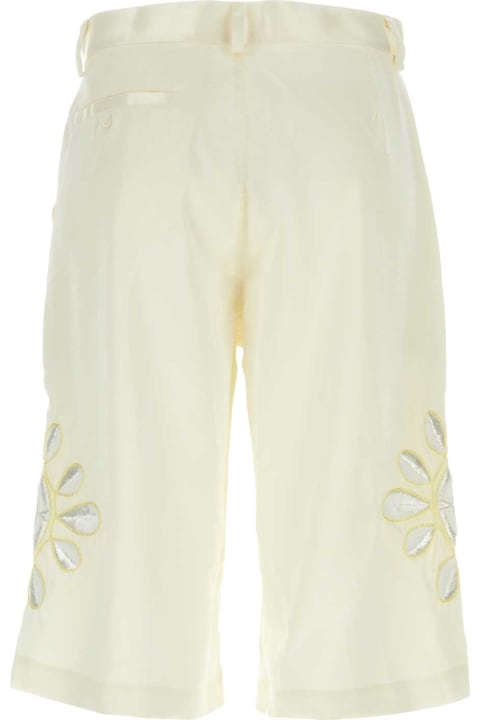 Bluemarble Pants for Men Bluemarble Ivory Satin Bermuda Shorts