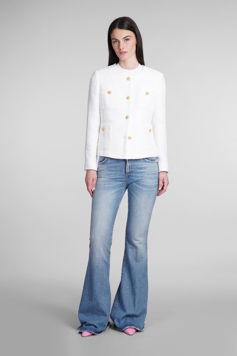 Tagliatore 0205 Sweaters for Women Tagliatore 0205 Beverly Casual Jacket In White Cotton