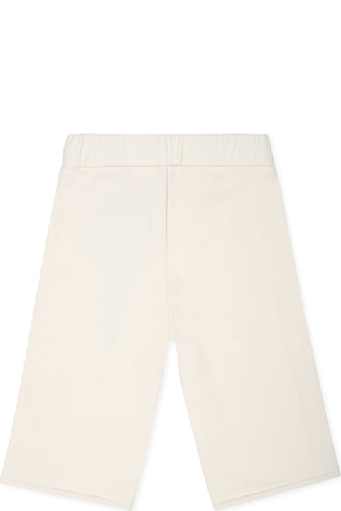 Moncler ملابس تحتية لـ رُضع بنات Moncler Ivory Pants For Baby Girl With Logo Patch