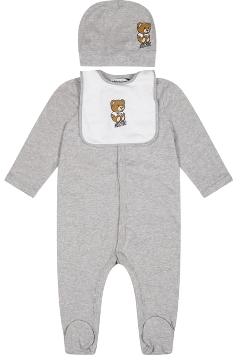 ベビーボーイズ ボディスーツ＆セットアップ Moschino Grey Set For Baby Kids With Teddy Bear