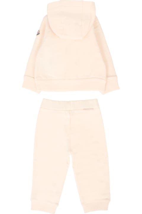 Homeware Moncler Pink Suit For Baby Girl With Logo