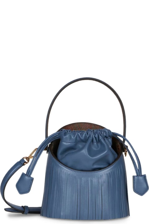Etro for Women Etro Light Blue Saturno Mini Bag With Fringes