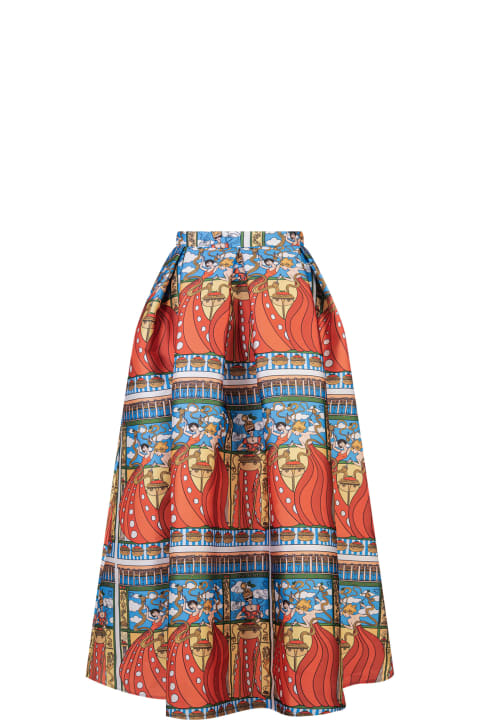 Bell Long Skirt With Spaghetti Print