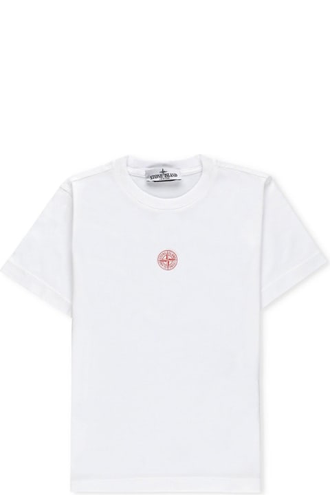 Stone Island Junior T-Shirts & Polo Shirts for Girls Stone Island Junior Logo-embroidered Crewneck T-shirt