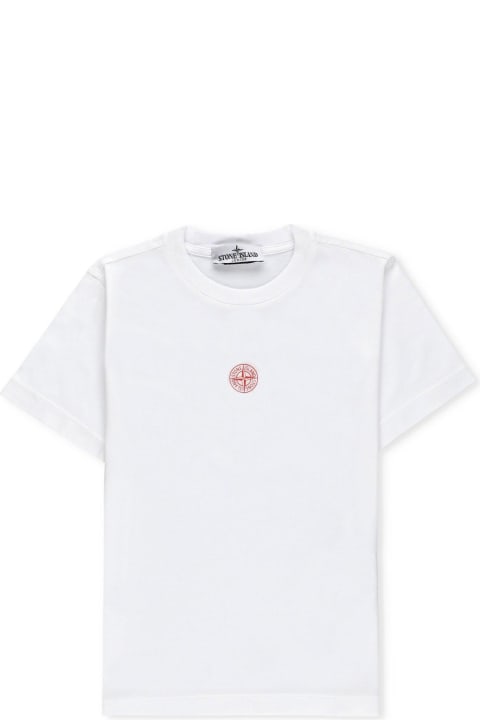 أدوات منزلية Stone Island Junior Logo-embroidered Crewneck T-shirt