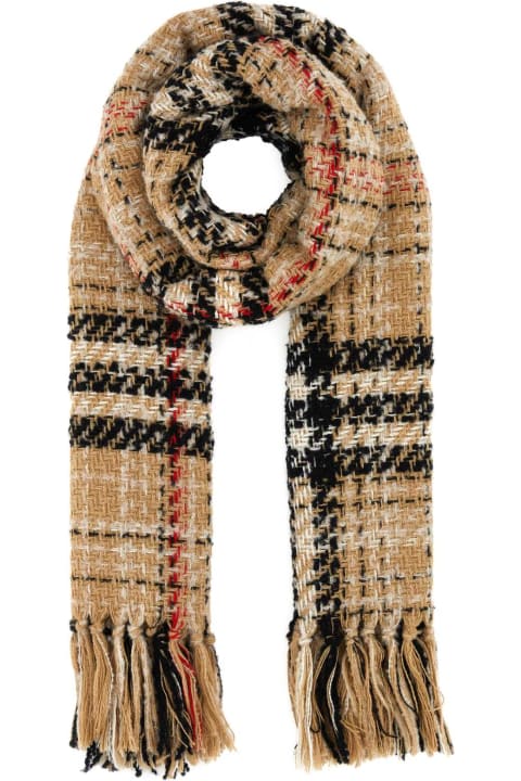 Burberry Accessories for Women Burberry Embroidered Tweed Blend Scarf