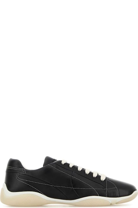 Prada for Kids Prada Black Nappa Leather Sneakers