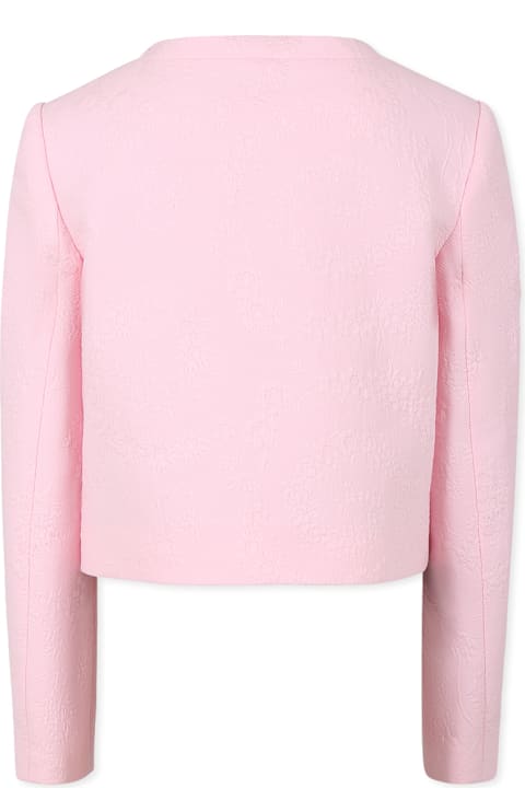 Versace for Girls Versace Pink Jacket For Girl With Floral Swirl