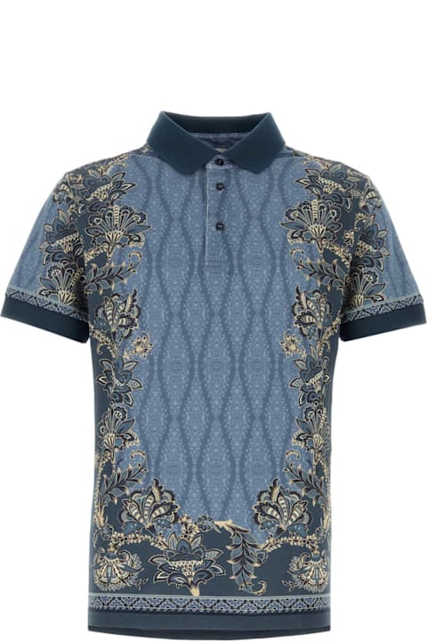 Etro Sweaters for Men Etro Printed Piquet Polo Shirt