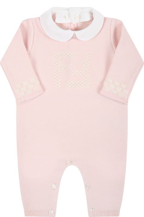 Fendi Kids Fendi Pink Set For Baby Girl With Douple Ff