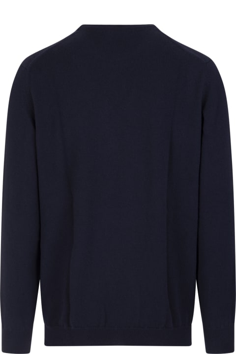 Sweaters for Men Fedeli Dark Blue Cashmere Round-neck Pullover