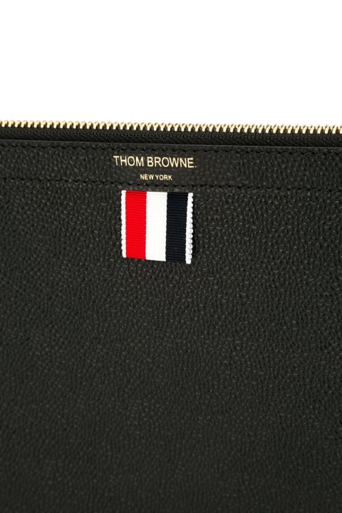 Wallets for Men Thom Browne Small Document Holder In Pebble Grain Leather