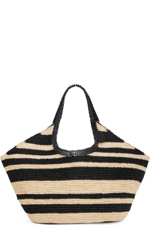 Paco Rabanne for Women Paco Rabanne Striped Raffia Tote Bag With 1969 Discs Details
