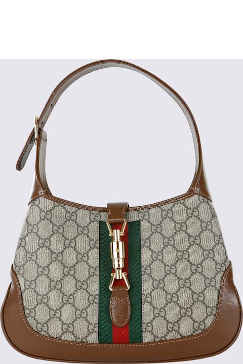 Bags for Women Gucci Ebony Leather And Cotton Blend Jackie 1961 Medium Shoulder Bag