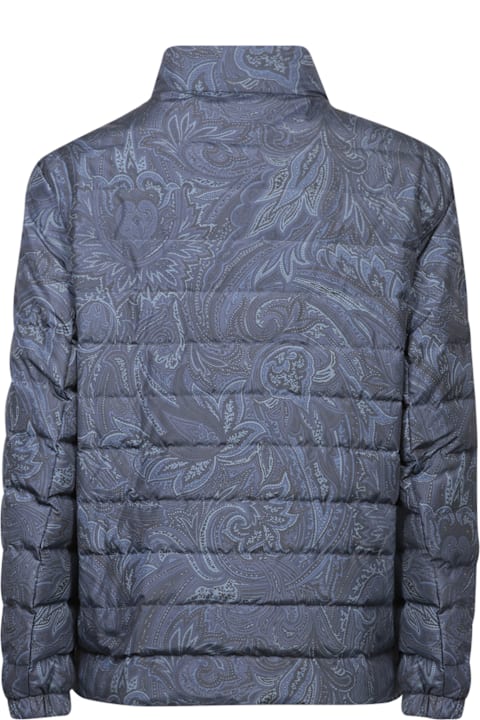 Etro Coats & Jackets for Men Etro Travel Print Blue Down Jacket