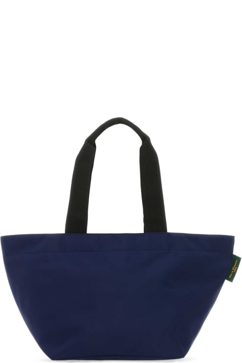 Hervè Chapelier for Women Hervè Chapelier Dark Blue Canvas 1028n Shopping Bag