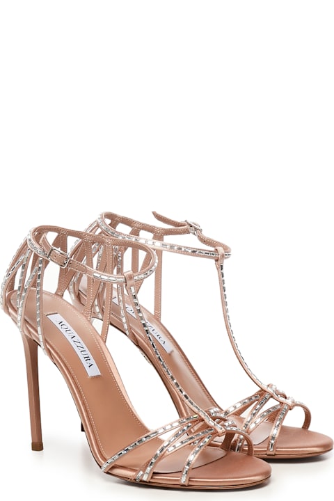 Aquazzura Shoes for Women Aquazzura Forever More Crystal Satin Sandals