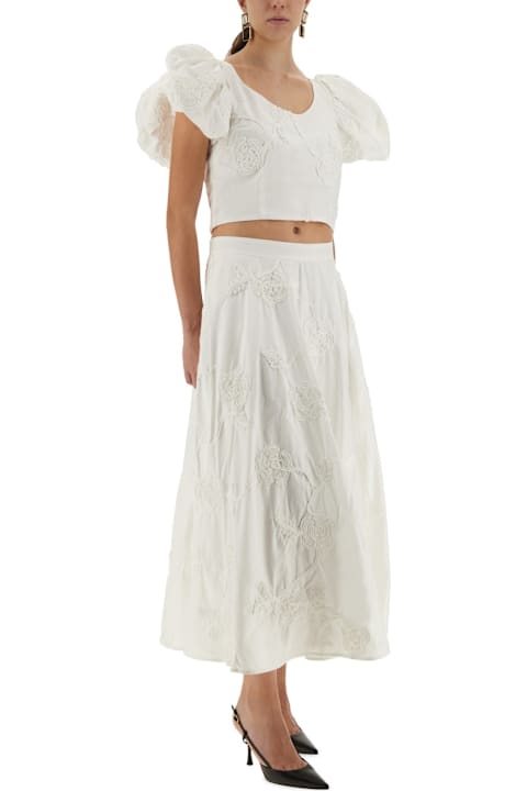 أدوات منزلية Rotate by Birger Christensen Cotton Top With Puff Sleeves