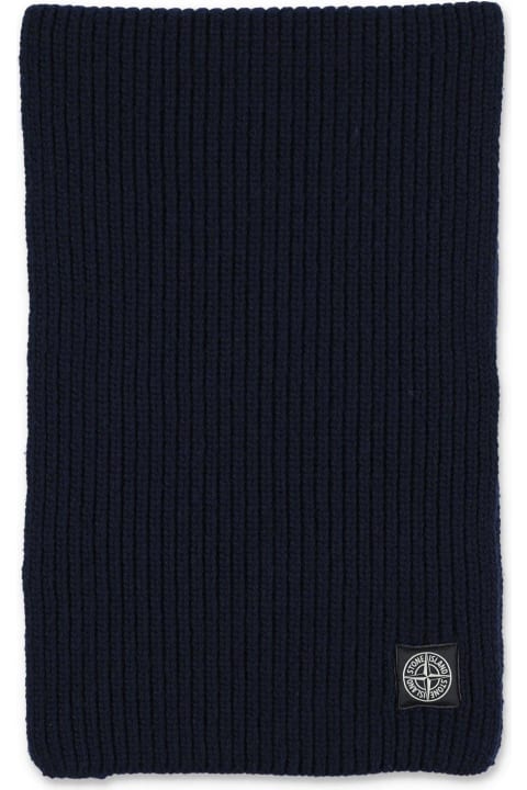 Scarves for Men Stone Island Logo Patch Knitted Scarf