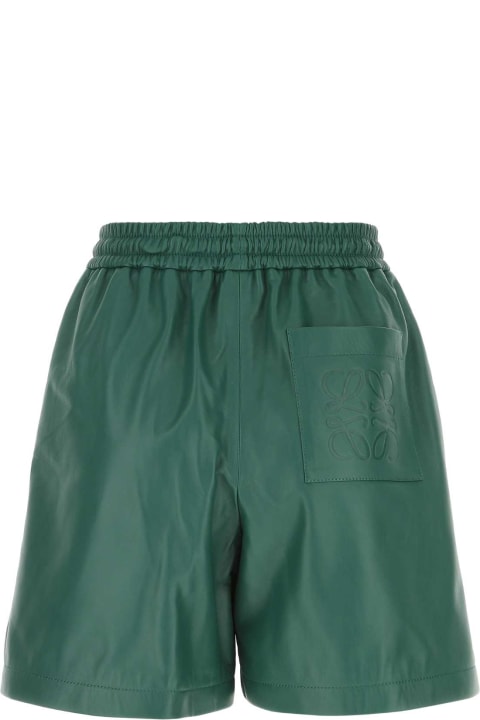Loewe Pants & Shorts for Women Loewe Bottle Green Nappa Leather Shorts