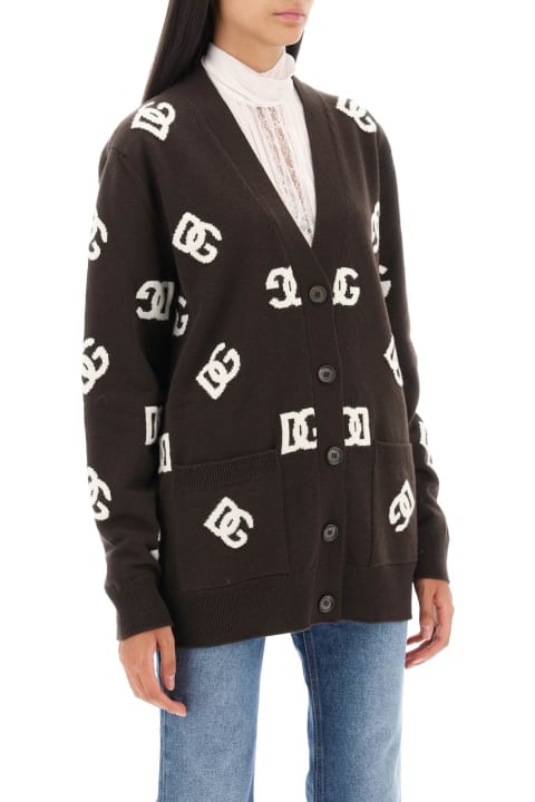 Dolce & Gabbana Clothing for Women Dolce & Gabbana Maxi Cardigan With Dg Pattern Inlay