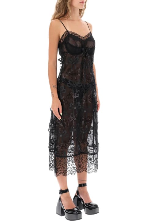 ウィメンズ Simone Rochaのランジェリー＆パジャマ Simone Rocha Embroidered Tulle Slip Dress