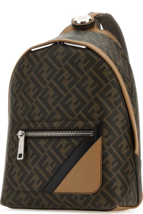 Backpacks for Men Fendi Multicolor Canvas And Leather Small Fendi Chiodo Diagonal Backpack