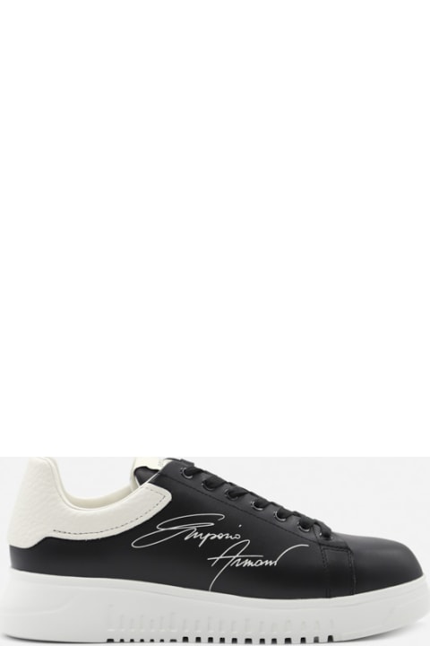 Leather Sneakers With Contrasting Heel Tab