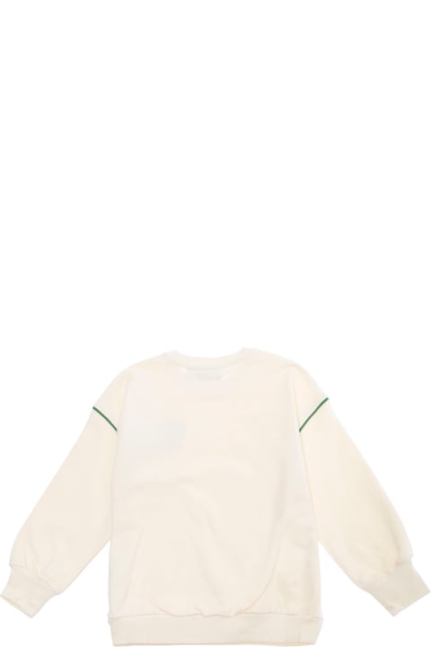 Homeware Mini Rodini White Crewneck Sweatshirt With Patch On The Front In Cotton Boy