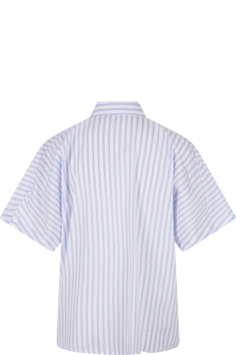 Fashion for Women Stella Jean White And Blue Striped Shirt With Short Sleeves
