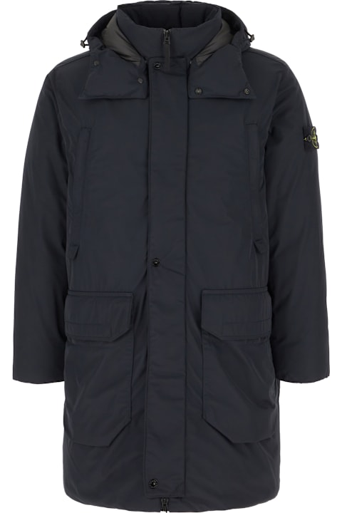 Stone Island Clothing for Men Stone Island Midnight Blue Polyester Down Jacket