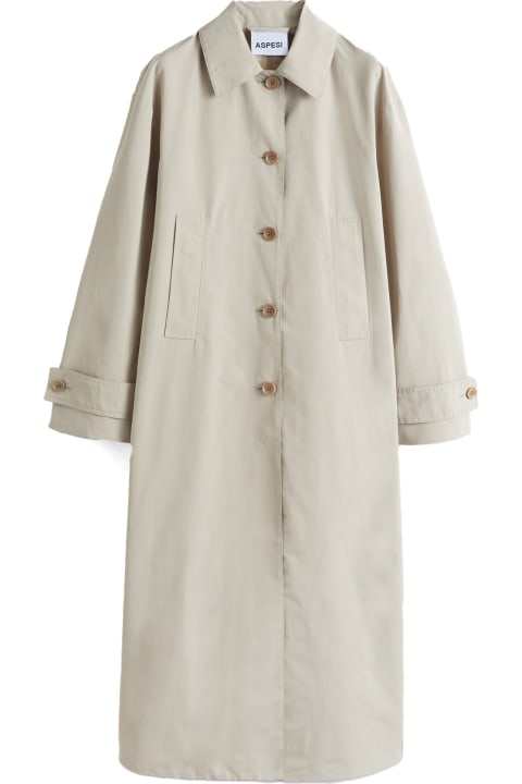 Aspesi Coats & Jackets for Men Aspesi Long Beige Trench Coat With Buttons