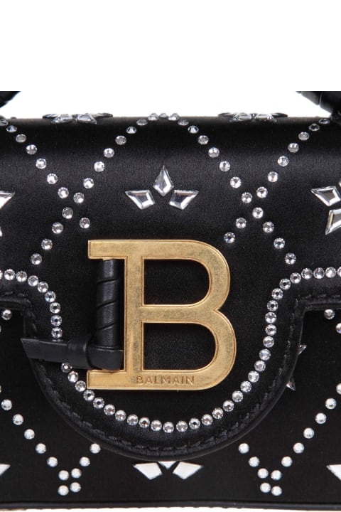 Balmain for Women Balmain Balmain Buzz Mini Bag In Satin And Leather With Applied Stones