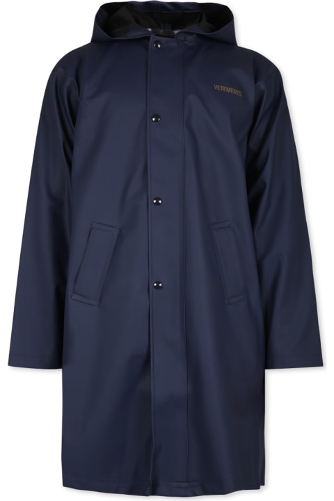 VETEMENTS ملابس علوية لـ أولاد VETEMENTS Blue Raincoat For Kids With Logo