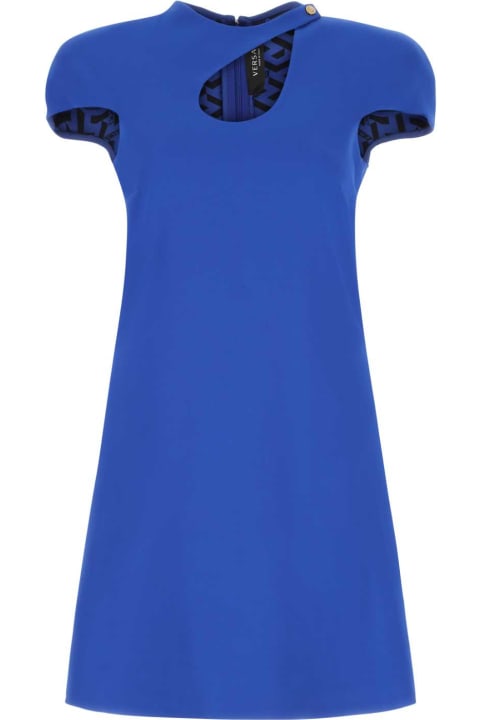ウィメンズ新着アイテム Versace Electric Blue Stretch Crepe Mini Dress