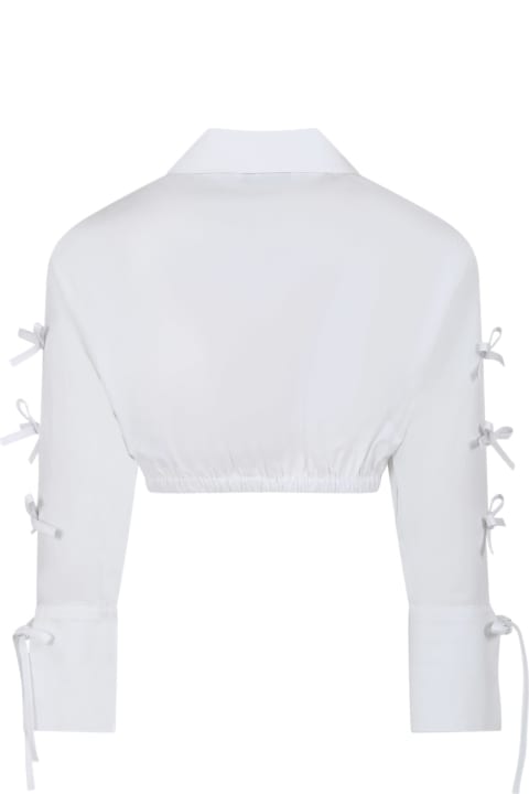 Shirts for Girls MSGM White Shirt For Girl With Bows